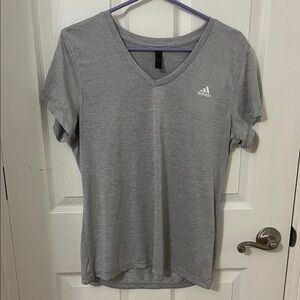 Adidas Light Gray V-Neck Short Sleeve Tee